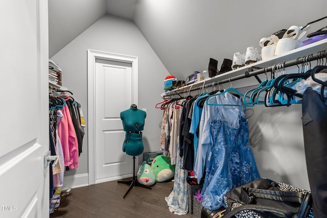 2220 Inwood Landing Ct, Raleigh, NC 27603 - walk in closet featuring wood finished floors and lofted ceiling