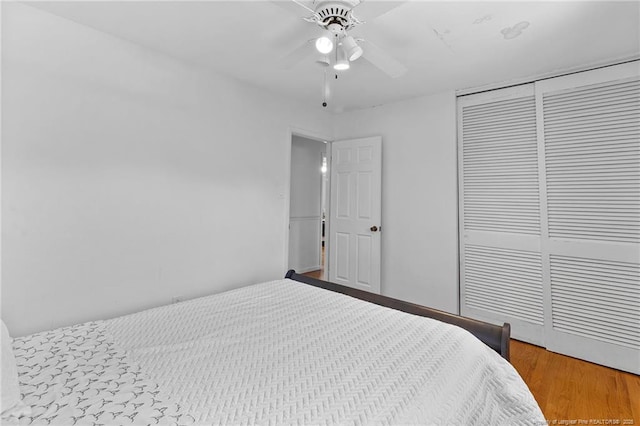1926 Martindale Dr, Fayetteville, NC 28304 - bedroom with a closet, wood finished floors, and ceiling fan
