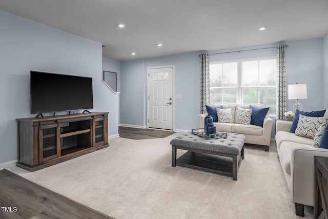 220 Gianna Dr, Lillington, NC 27546 - living area featuring recessed lighting, wood finished floors, and baseboards