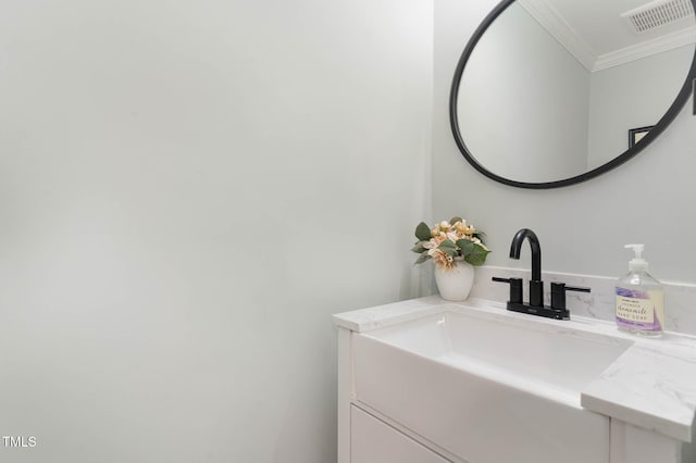 110 Taylors Pond Dr, Cary, NC 27511 - bathroom featuring crown molding and vanity