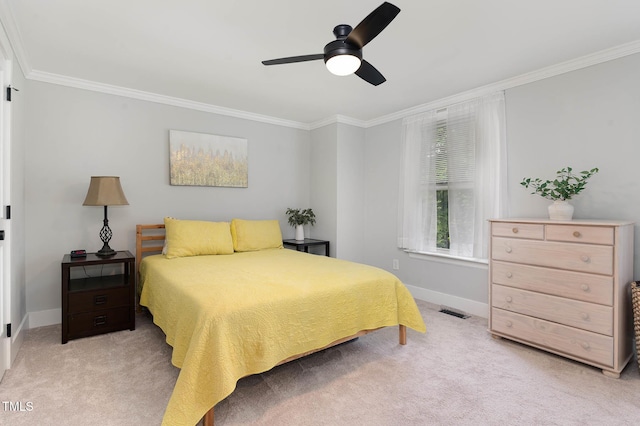 110 Taylors Pond Dr, Cary, NC 27511 - bedroom with crown molding, light carpet, and ceiling fan