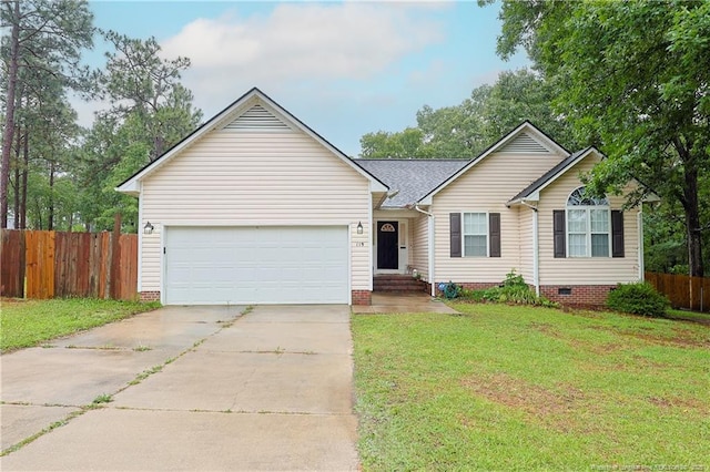 119 Proclamation Dr, Raeford, NC 28376 - single story home with driveway, an attached garage, and crawl space