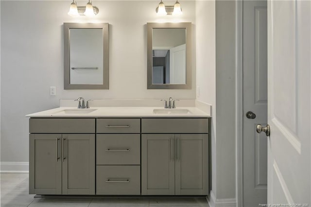 1664 Seattle Slew Ln, Hope Mills, NC 28348 - full bath with double vanity and baseboards