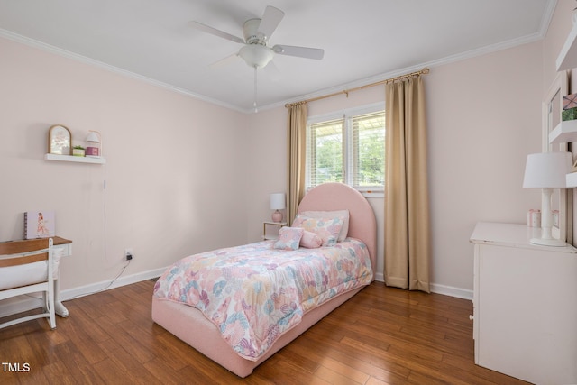 1822 Routh Rd, Burlington, NC 27217 - bedroom featuring wood finished floors, ornamental molding, baseboards, and a ceiling fan