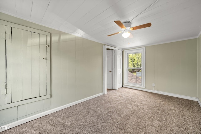 2527 Ossipee Front St, Elon, NC 27244 - unfurnished bedroom featuring carpet flooring, baseboards, ceiling fan, and crown molding