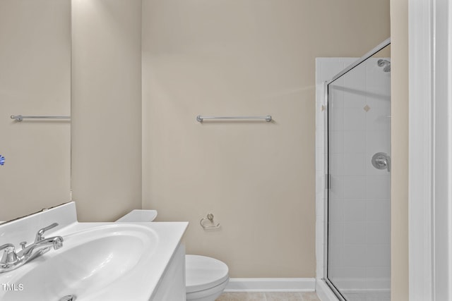 201 Presque Isle Ln, Chapel Hill, NC 27514 - full bath featuring a shower stall, toilet, tile patterned flooring, and vanity