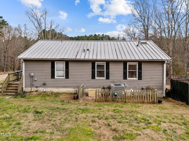 501 Enon Rd, Oxford, NC 27565 - back of house with metal roof and a chimney