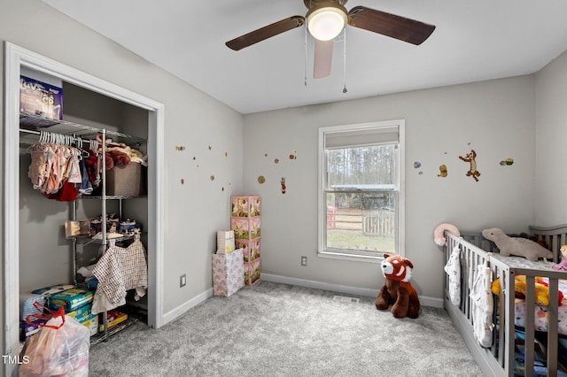 501 Enon Rd, Oxford, NC 27565 - carpeted bedroom featuring a closet, ceiling fan, and baseboards