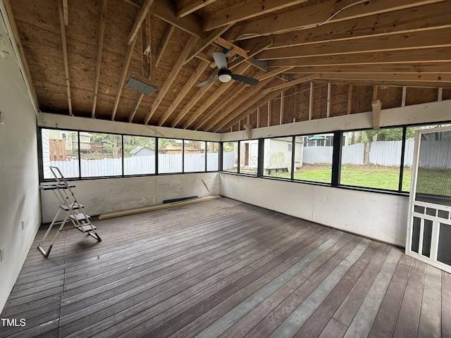3825 Old Coach Rd, Raleigh, NC 27616 - unfurnished sunroom with ceiling fan, healthy amount of natural light, and lofted ceiling