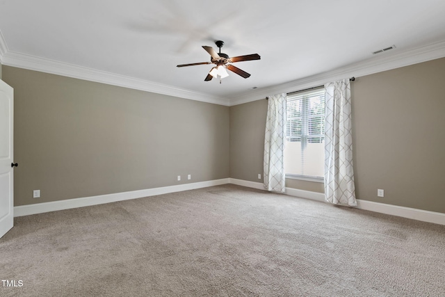 3628 Eagle Farm Dr N, Wilson, NC 27896 - carpeted empty room with ornamental molding, ceiling fan, and baseboards