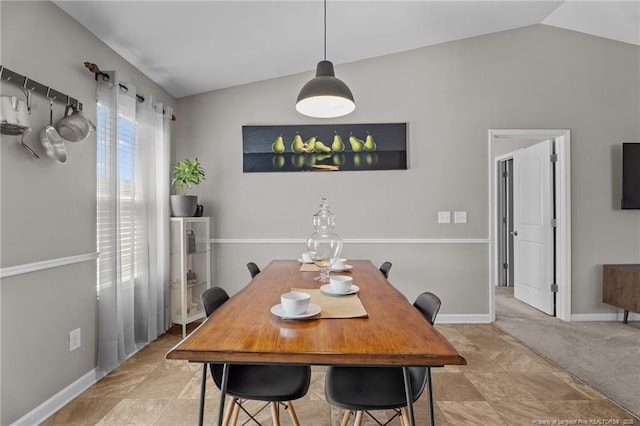 308 Hazel Dr, Stantonsburg, NC 27883 - dining space featuring vaulted ceiling and baseboards