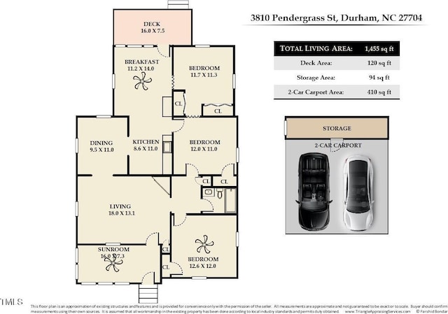 3810 Pendergrass St, Durham, NC 27704 - room layout