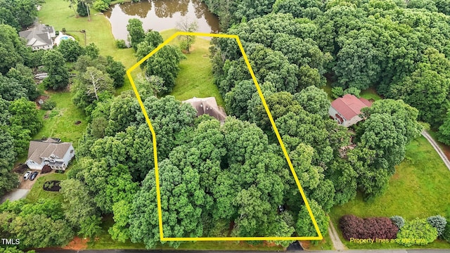 7918 Dairy Ridge Rd, Mebane, NC 27302 - aerial view of property and surrounding area featuring a large body of water and property boundaries highlighted