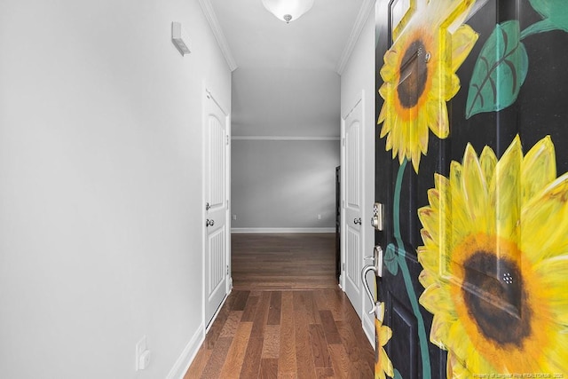 265 Tactical Dr, Bunnlevel, NC 28323 - corridor featuring ornamental molding, wood finished floors, and baseboards