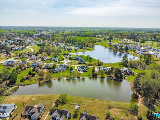 347 Country Mill Way, Fuquay Varina, NC 27526 - aerial perspective of suburban area with a large body of water