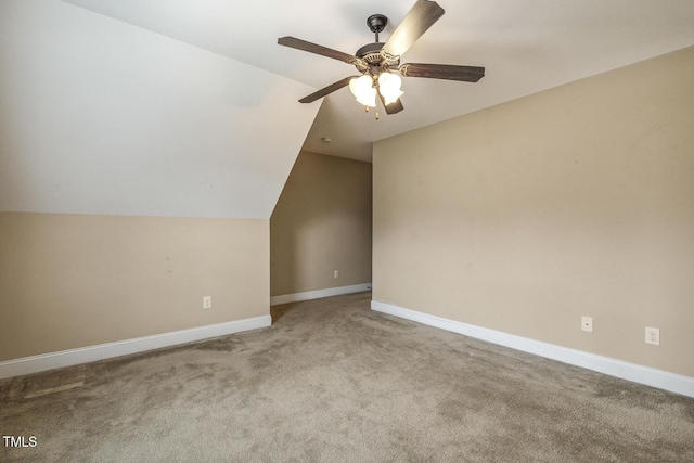 347 Country Mill Way, Fuquay Varina, NC 27526 - bonus room featuring carpet, ceiling fan, vaulted ceiling, and baseboards