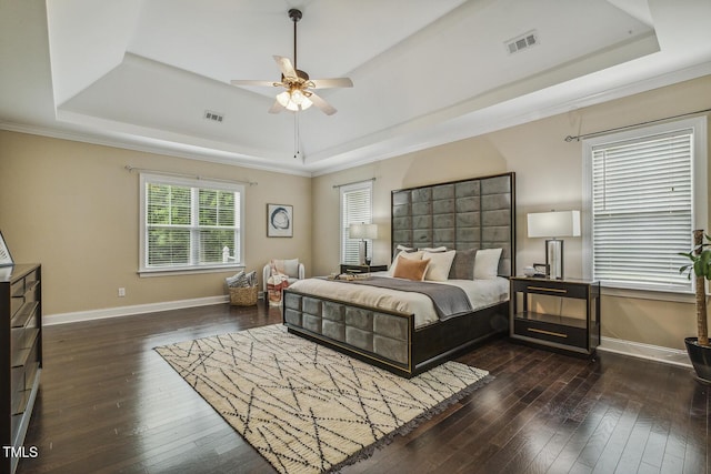 347 Country Mill Way, Fuquay Varina, NC 27526 - bedroom with a raised ceiling, hardwood / wood-style floors, baseboards, and ornamental molding