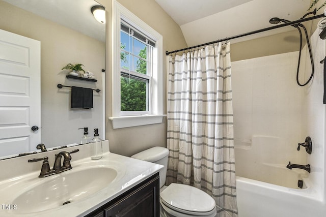 347 Country Mill Way, Fuquay Varina, NC 27526 - full bath with toilet, vanity, shower / tub combo, and vaulted ceiling