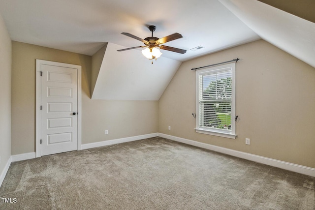 347 Country Mill Way, Fuquay Varina, NC 27526 - bonus room with ceiling fan, carpet, vaulted ceiling, and baseboards