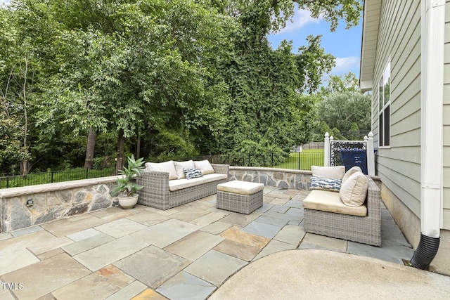 347 Country Mill Way, Fuquay Varina, NC 27526 - fenced backyard with outdoor lounge area and a patio