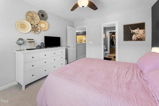 7807 Elmshire Way, Raleigh, NC 27616 - bedroom featuring carpet flooring, a walk in closet, ceiling fan, and baseboards