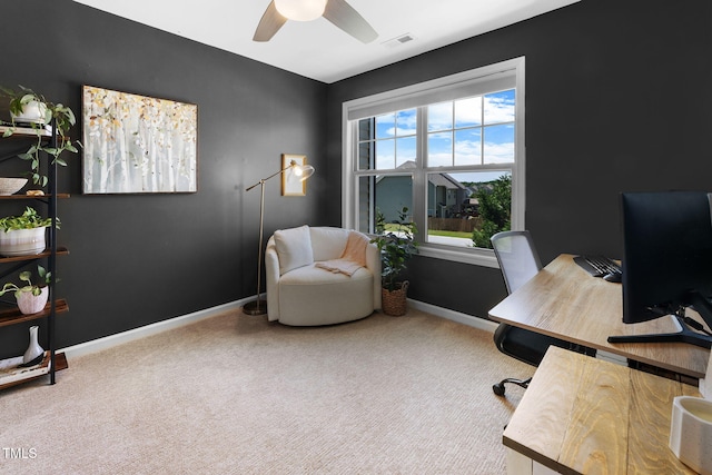7807 Elmshire Way, Raleigh, NC 27616 - office space with ceiling fan, carpet flooring, and baseboards