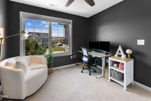 7807 Elmshire Way, Raleigh, NC 27616 - carpeted office featuring ceiling fan and baseboards