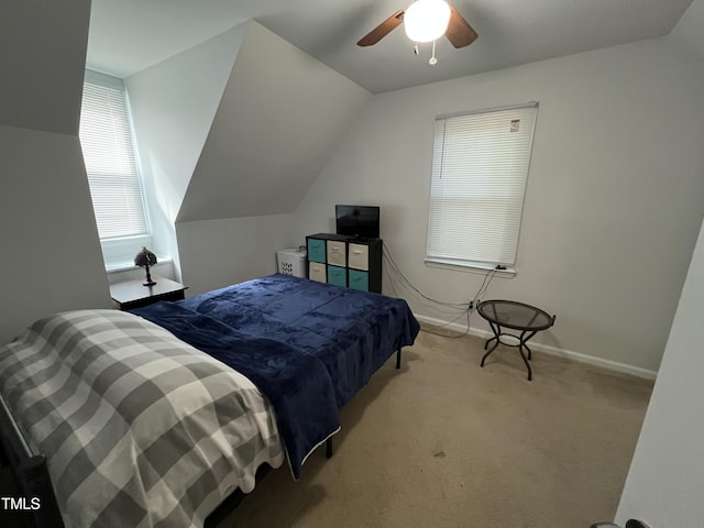 503 Pine Run, Knightdale, NC 27545 - bedroom with carpet flooring, lofted ceiling, ceiling fan, and baseboards
