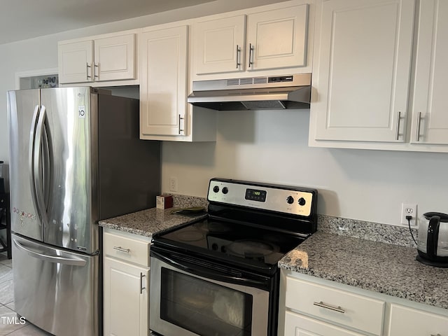 503 Pine Run, Knightdale, NC 27545 - kitchen with appliances with stainless steel finishes, under cabinet range hood, white cabinets, and light stone counters