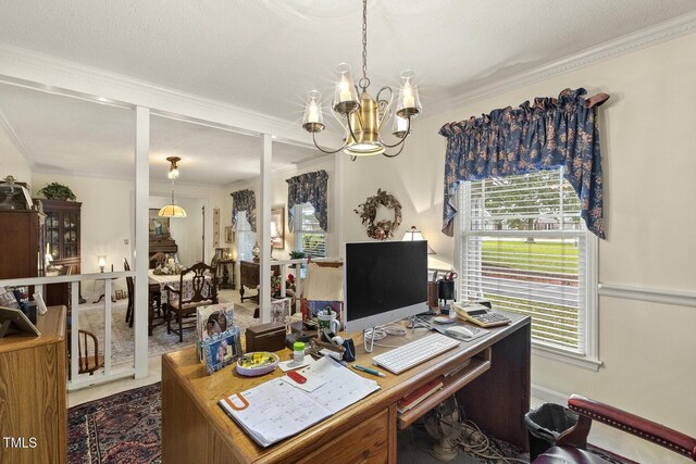 6517 Whitted Rd, Fuquay Varina, NC 27526 - home office with a chandelier and crown molding