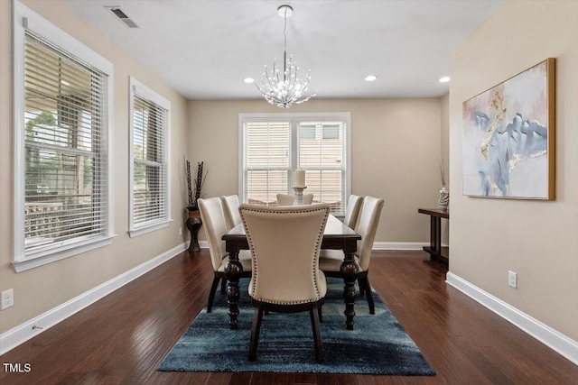2333 Lantern Walk Ln, Wake Forest, NC 27587 - dining room with a chandelier, baseboards, healthy amount of natural light, wood finished floors, and recessed lighting
