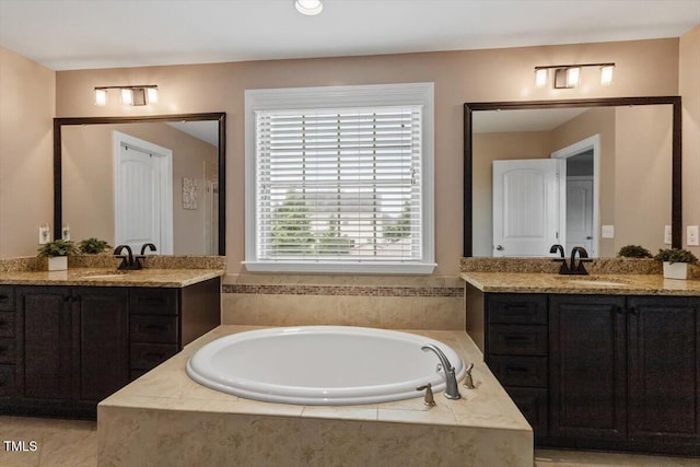 2333 Lantern Walk Ln, Wake Forest, NC 27587 - bathroom with two vanities and a bath