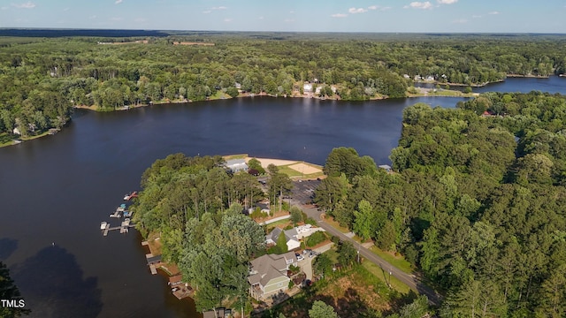 144 Shawnee Dr, Louisburg, NC 27549 - aerial overview of property's location with a forest and a large body of water