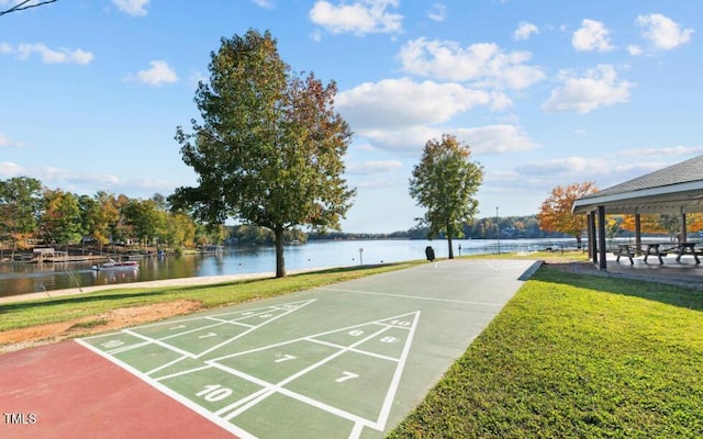 144 Shawnee Dr, Louisburg, NC 27549 - surrounding community featuring shuffleboard, a yard, and a water view
