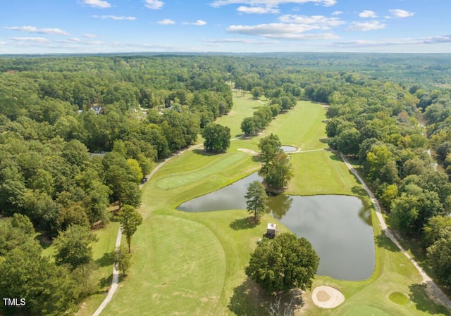 144 Shawnee Dr, Louisburg, NC 27549 - drone / aerial view of a forest, a nearby body of water, and a golf course