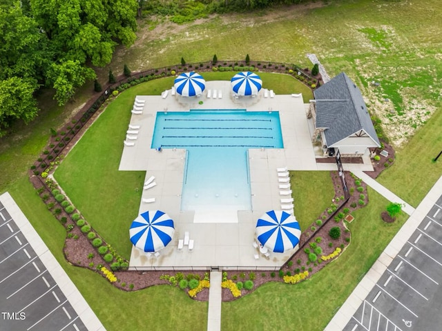 137 Clydes Point Way, Wendell, NC 27591 - view from above of property with a pool area