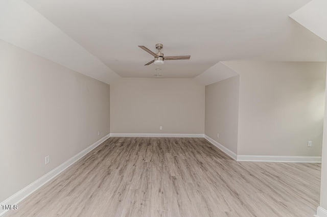 117 Knight Rd, Broadway, NC 27505 - additional living space with vaulted ceiling, ceiling fan, light wood-style flooring, and baseboards