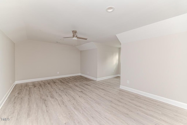 117 Knight Rd, Broadway, NC 27505 - additional living space with vaulted ceiling, ceiling fan, light wood-style floors, and baseboards