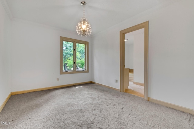 1164 Keith Hills Rd, Lillington, NC 27546 - carpeted empty room featuring a chandelier, baseboards, and crown molding