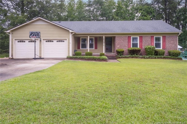 5621 Monks Walk Ct, Fayetteville, NC 28311 - single story home featuring a garage, driveway, a front yard, a shingled roof, and brick siding