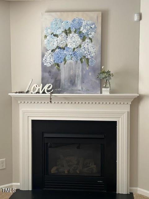 3515 Mountain Brook Cir, Durham, NC 27704 - detailed view of baseboards and a glass covered fireplace