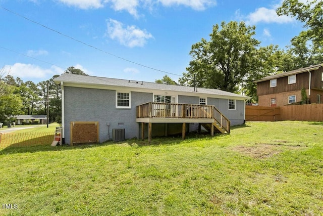 4021 Chaucer Dr, Durham, NC 27705 - rear view of property with a wooden deck, central AC unit, and stairs