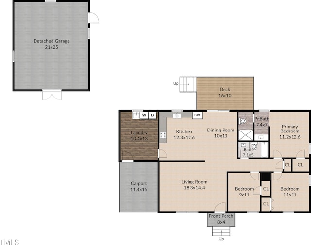 4021 Chaucer Dr, Durham, NC 27705 - floor plan / room layout