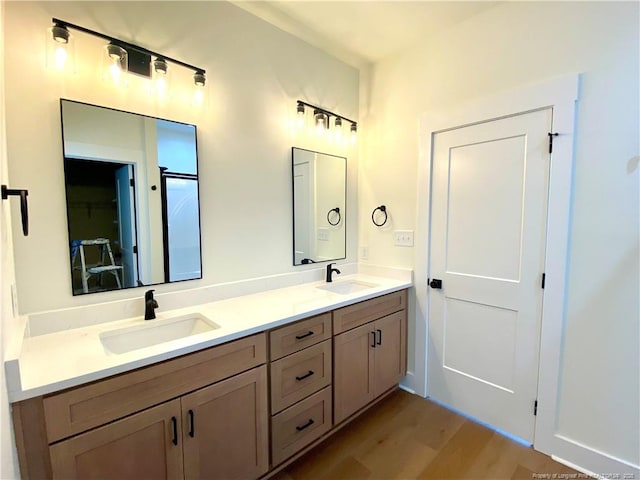 285 Delmore Rd, Autryville, NC 28318 - bathroom featuring wood finished floors and double vanity