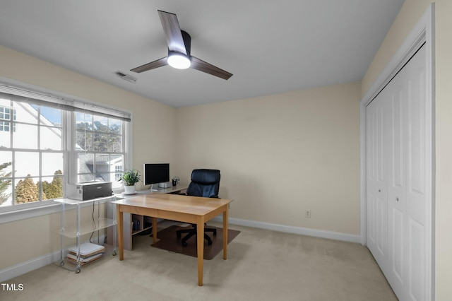 100 Maywood Way, Chapel Hill, NC 27516 - carpeted home office with baseboards and a ceiling fan