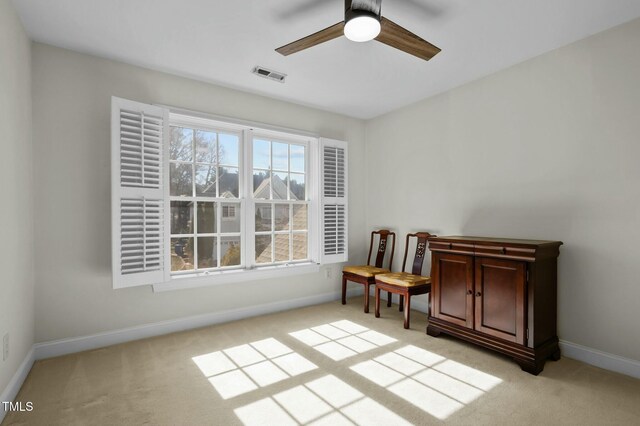 100 Maywood Way, Chapel Hill, NC 27516 - living area with light colored carpet, a ceiling fan, and baseboards