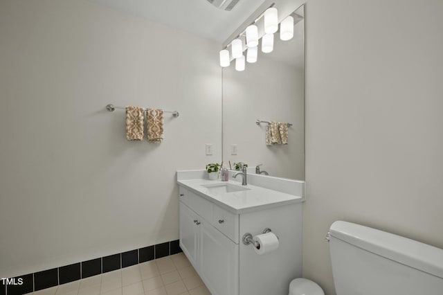 100 Maywood Way, Chapel Hill, NC 27516 - bathroom with toilet, vanity, and tile patterned flooring
