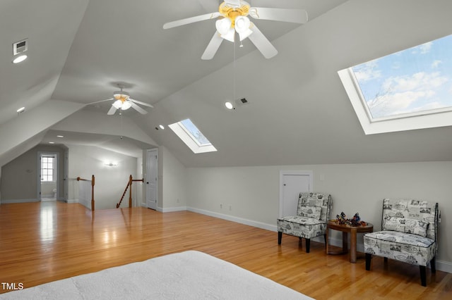 100 Maywood Way, Chapel Hill, NC 27516 - bonus room featuring a skylight, a ceiling fan, wood finished floors, lofted ceiling, and baseboards