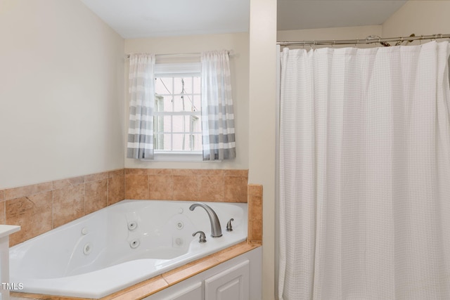 1115 Laurel Ln NW, Wilson, NC 27896 - full bathroom featuring a jetted tub and a shower with shower curtain