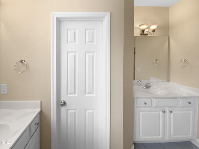 3116 Kirby St, Durham, NC 27713 - bathroom with vanity and tile patterned floors